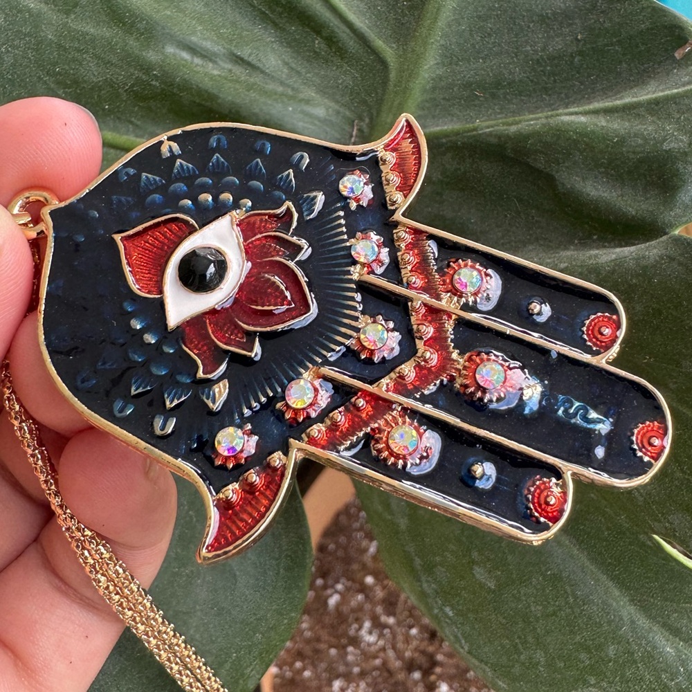 Betsey Johnson Hamsa Hand Palm Eye Necklace | NWT
